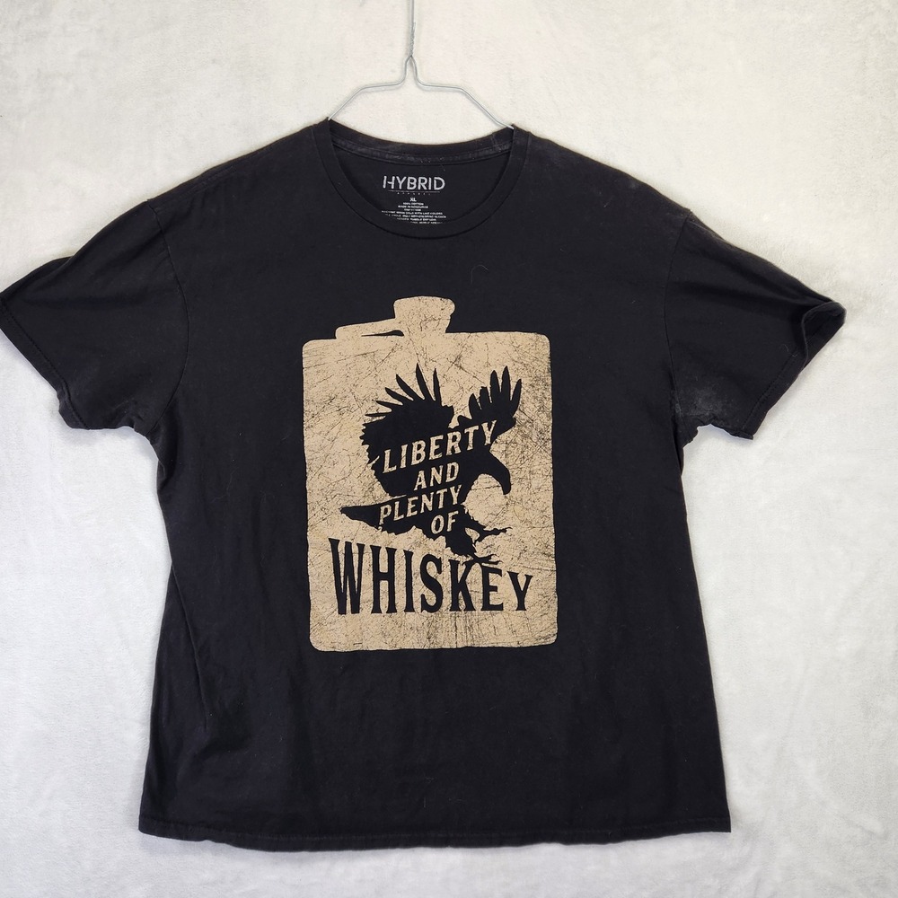 Hybrid‎ Apparel Liberty and Plenty of Whiskey Flask Eagle Graphic Tee Black XL